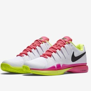 Nike Womens Zoom Vapor 9.5 Tennis Shoes - White/Volt/Pink - Size US 6.5